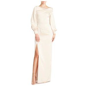 Theia Cream Long Sleeve Gown